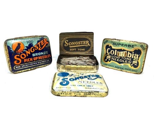 Antique Advertising Interest - Songster & Columbia Gramophone Needle Tins