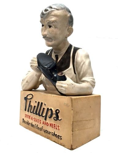 Antique Advertising - Phillips Stick a Soles & Heels Cobblers Shop Display Sign