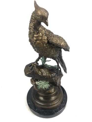 Antique Cold Painted Bronze Figurine / Game Bird / After Alfred Dubucand French