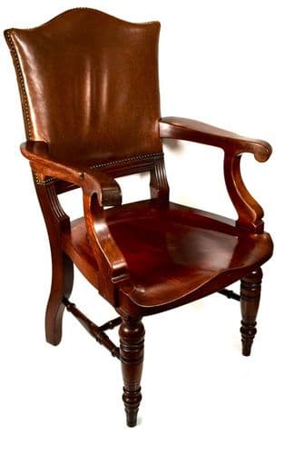 Antique Large Edwardian Mahogany Office / Library / Desk Chair / High Quality