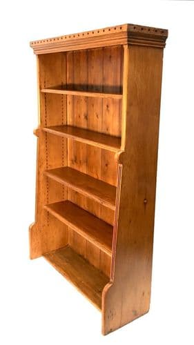 Antique Large Pitch Pine Bookcase / Book Shelf / Display Unit Castle Shape c1900