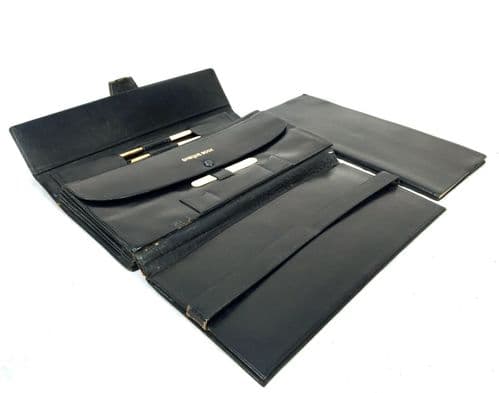 Antique Leather Document Folder / Travel Wallet / Purse / Pen / Pencil