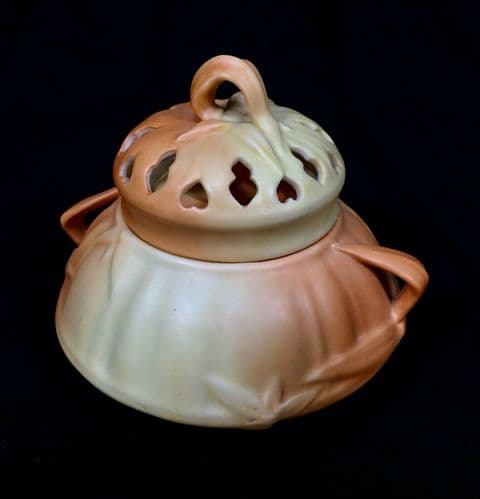 Antique Royal Worcester Porcelain Blush Ivory Pot Pourri Vase / 1923