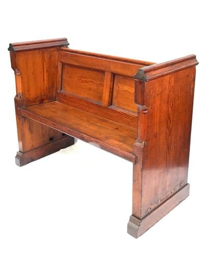 Antique Stained Pitch Pine Church Pew Bench / Early 20th Century / c.1900 / Seat