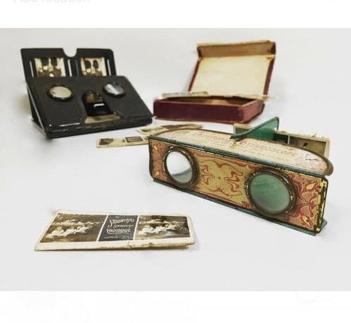 Antique Tin Folding Pocket Stereoscope Imperial Chocolates & Pocket Photo Viewer