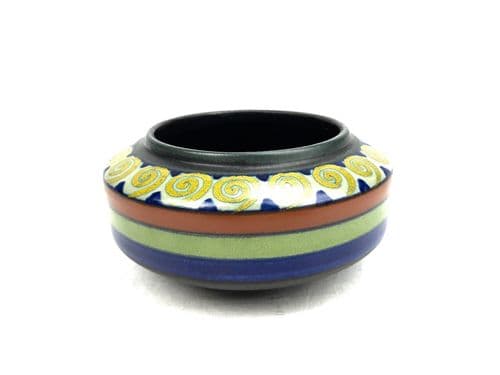 Gouda Pottery Bowl / Pot / Vase / Orange Blue Yellow / Art Deco 1920s