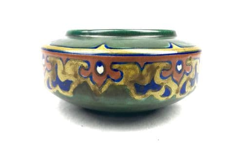 Gouda Pottery Bowl / Vase / Art Deco / Green / Blue / Orange / Yellow / 1923