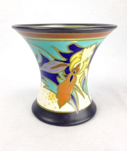 Gouda Pottery Vase 1929 / Art Deco Antique - Blue - Yellow - Brown 1920's