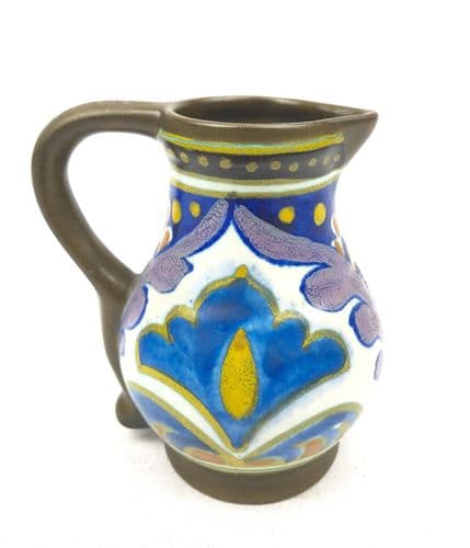Gouda Pottery Vase / Jug Art Deco 1924 / Dutch / Blue / Yellow / Brown