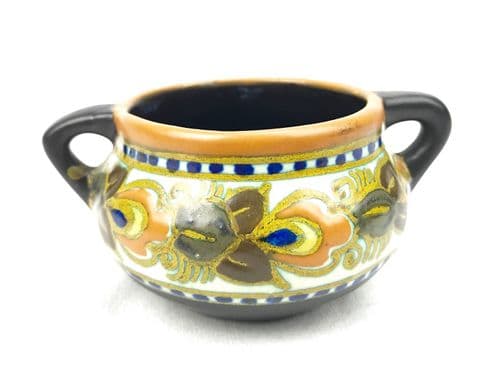 Gouda Pottery Vase / Jug Art Deco 1925 / Dutch / Orange / Blue / Brown - 222868158952