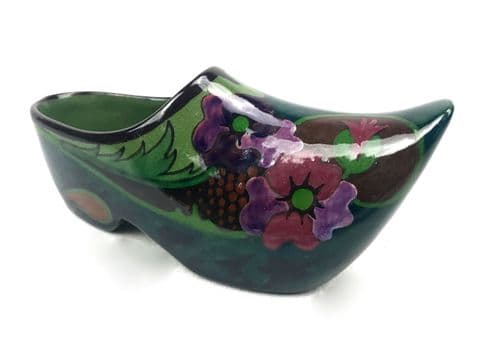 Gouda Pottery / Vase / Shoe / Clog / Art Deco / High Glaze / Green Blue / Rare