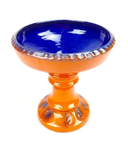 West German Vase Orange And Blue / Fruit Bowl / Pedestal Design / Retro