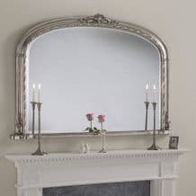 Antique Silver Large arch top over mantle Ornate Mirror WINDSOR - Choose Colour