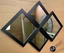 BLACK Diamond Mirror Contemporary Modern Wall Mirror 115cm x 86cm *NEW*