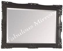 Black Shabby Chic Ornate Decorative Carved Wall Mirror 37.5" x 27.5" *NEW*