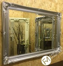 Bright Metallic Silver Ornate Mirror - Choice of sizes - Bevelled Glass