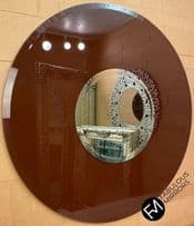 Brown Round Mirror - Contemporary Mirror - 90cm x 90cm