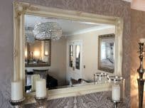 Cream / Ivory Shabby Chic Decorative Ornate Wall Mirror 3" Wide Frame FREE P&P
