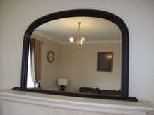 Large BLACK Arched Over Mantle Mirror 47"x31" 120cm x 79cm Save ££s Insured p&p