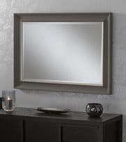 LARGE Dark Grey with Silver Trim Mirror Contemporary Modern Wall Mirror - VEGAS