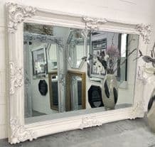 Large French White Wall Mirror Ornate French Decorative 108cm x 78cm LYON