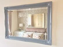 Large GREY SATIN shabby chic ornate Decorative over mantle Gilt Wall Mirror