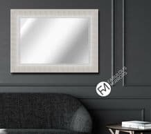 LARGE Gunmetal Brushed Framed Wall Mirror Crosshatch Elegant Modern BROOKLYN