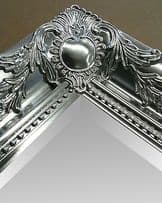 Large Metallic Silver shabby chic ornate Decorative over mantle Wall Mirror NEW