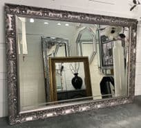 LARGE Pewter French Framed Decorative Rococo Ornate Wall Mirror OPERA
