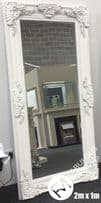 LARGE Stunning French White Decorative Ornate Beveled Mirror - 2m x 1m - PARIS