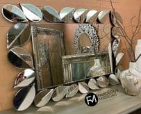 Leaf Edge Design Contemporary Mirror Rectangle Wall Mirror - 120cm x 80cm