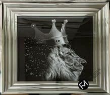 Lion Crown Liquid Art Silver Frame 55cm x 55cm - Premium Quality - RRP £199.99