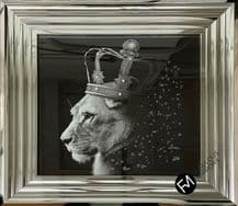 Lioness Crown Liquid Art Silver Frame 55cm x 55cm - Premium Quality - NEW