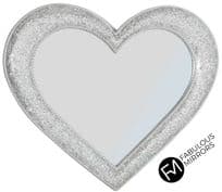 Silver Mosaic Heart Mirror 64cm x 54cm Stunning Elegant Mirror