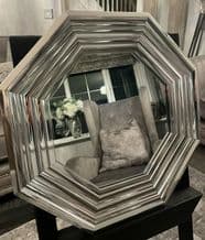 Silver Octagon Mirror Contemporary design - Choice of Size and frame Colour