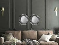 Silver Octagon Mirror Set of 2 Contemporary design Qty and frame colour choice
