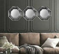 Silver Octagon Mirror Set of 3 Contemporary design Qty and frame colour choice