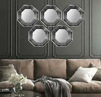 Silver Octagon Mirror Set of 5 Contemporary design Qty and frame colour choice