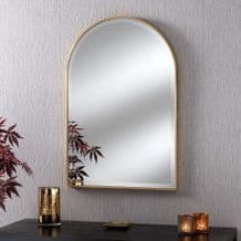 Simple Elegant Mirror Bevelled Arch Contemporary Gold CAMDEN 63cm x 93cm