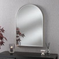 Simple Elegant Mirror Bevelled Arch Contemporary Silver CAMDEN 63cm x 93cm