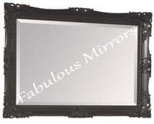 X LARGE BLACK Shabby Chic Ornate Decorative Wall Mirror FREE FAST POSTAGE