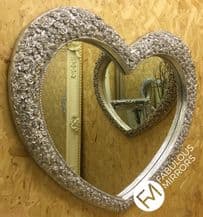 X Large Bright Silver Chrome Heart Mirror Stunning Ornate Elegant Mirror *NEW*