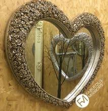 X Large Champagne Heart Mirror Stunning Ornate Elegant Roses Mirror *NEW*