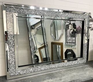 X Large Glitzy Diamond Crystal Mirror - Premium Quality - Gatsby 120x80