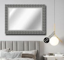 X LARGE Silver Black Framed Wall Mirror Molten Metal Effect Elegant QUANTUM
