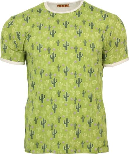Mens Run & Fly Vintage Retro Kitsch Cactus Desert T-Shirt