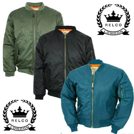Relco Classic MA-1 Flight Jacket Bomber Pilot Military Army Olive Black Blue