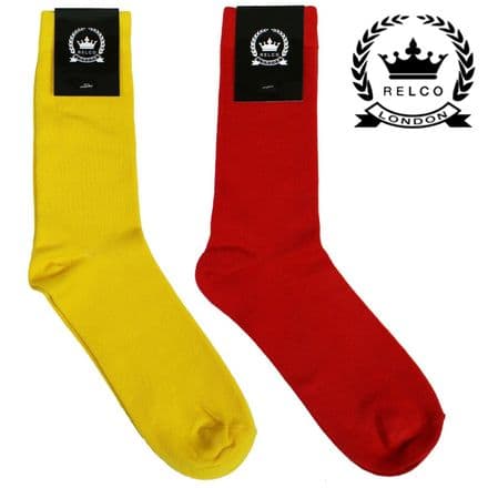 Relco Men's Skinhead Red & Yellow Socks Mod Scooter Retro