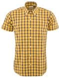 Relco Men's Yellow & Blue Check Tartan Short Sleeve Button Down Collar Shirt NEW