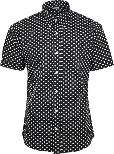 Relco Mens Black & White Polka Dot Short Sleeved Shirt Mod Skin Retro Indie
